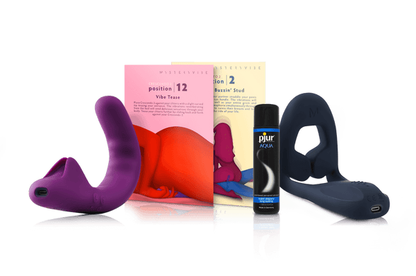 Get both our flagship, award-winning devices to take couple intimacy to the next level. Heighten arousal, pelvic health alleviating pelvic pain & dryness with the ultra-flexible Crescendo 2, and, have stronger, longer lasting erections & powerful partner stimulation with Tenuto 2. Get the most out of your devices with the Playcards of intimate positions & ideas, and, premium long-lasting lube.